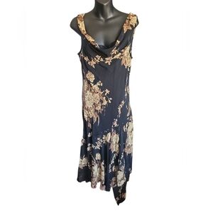 Connected Apparel Blue Ruffled Tiered Midi Dress